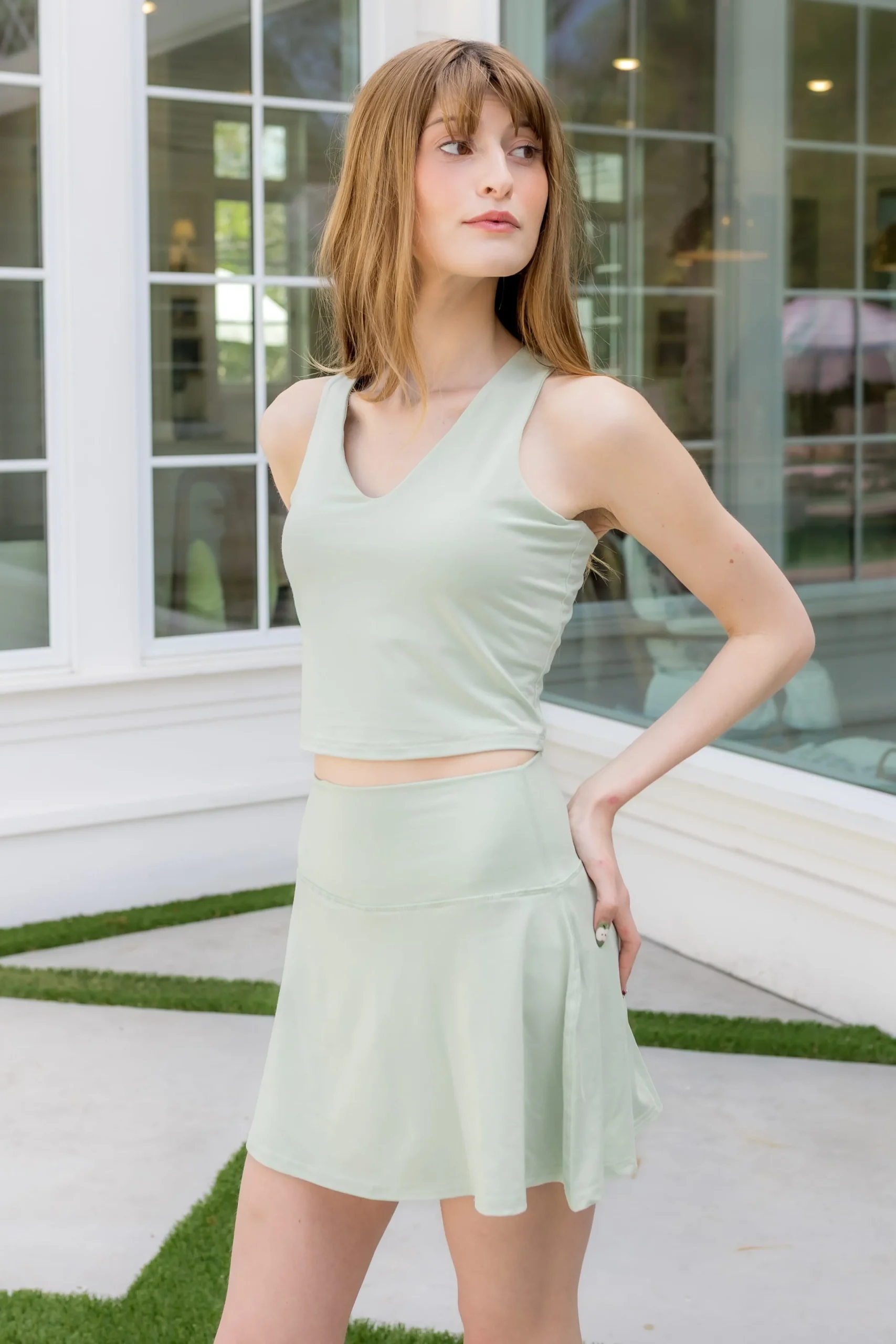 Bamboo Flex Bra Tank in Basil