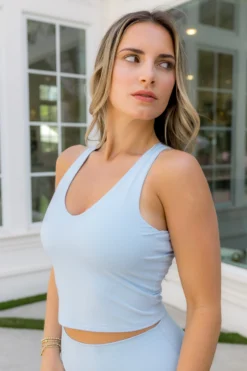 Bamboo Flex Bra Tank in Breeze