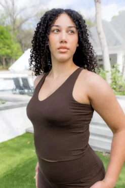 Bamboo Flex Bra Tank in Espresso