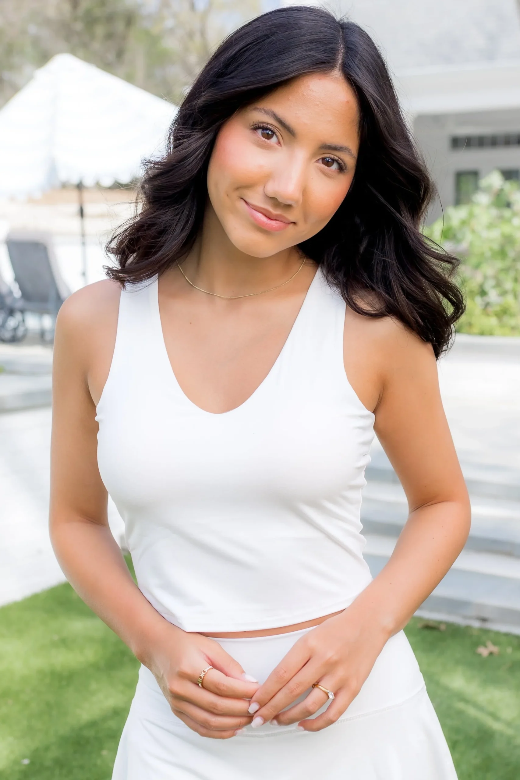 Bamboo Flex Bra Tank in Snow
