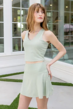 Bamboo Flex Skort in Basil