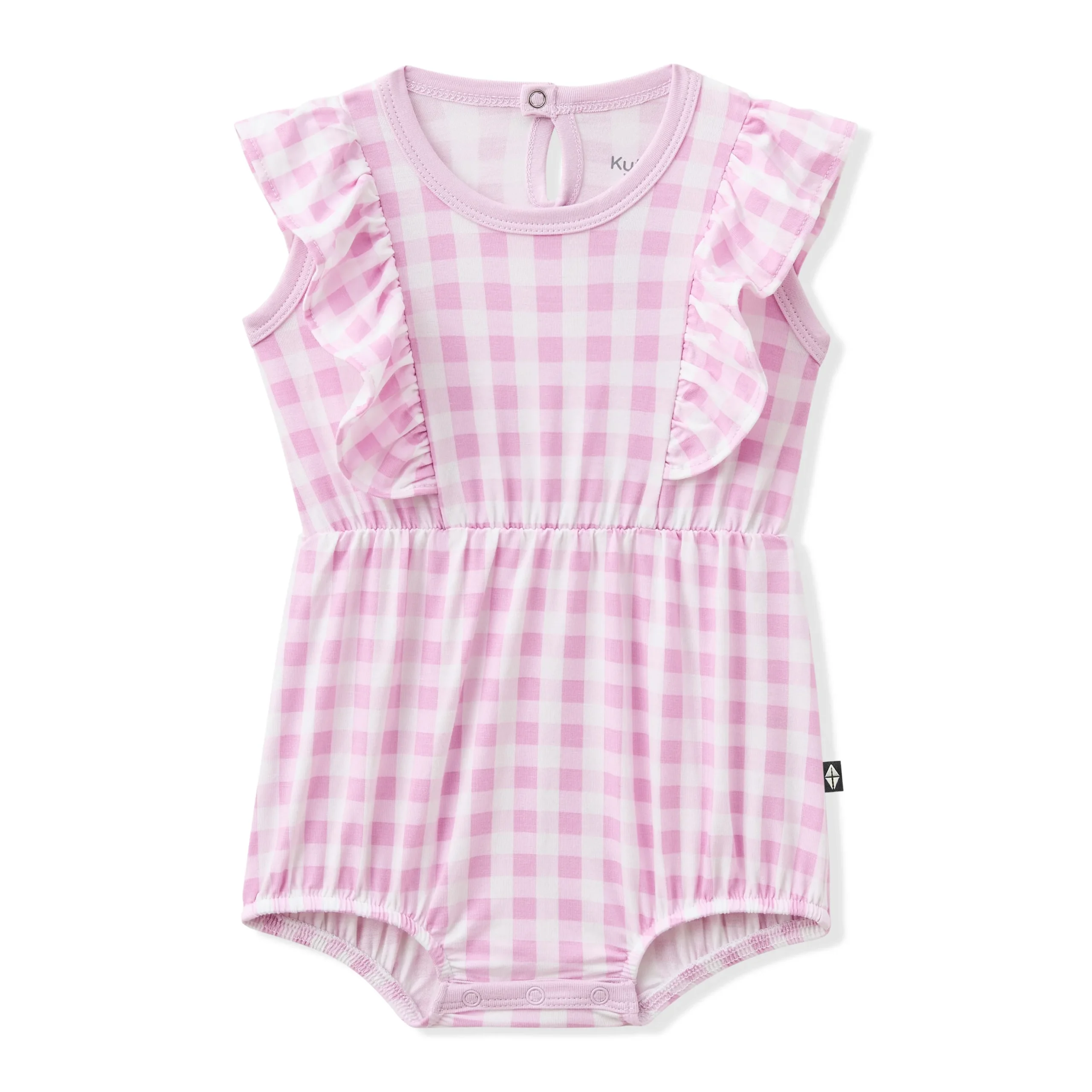 Bubble Romper in Gingham Thistle