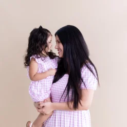 Bubble Romper in Gingham Thistle