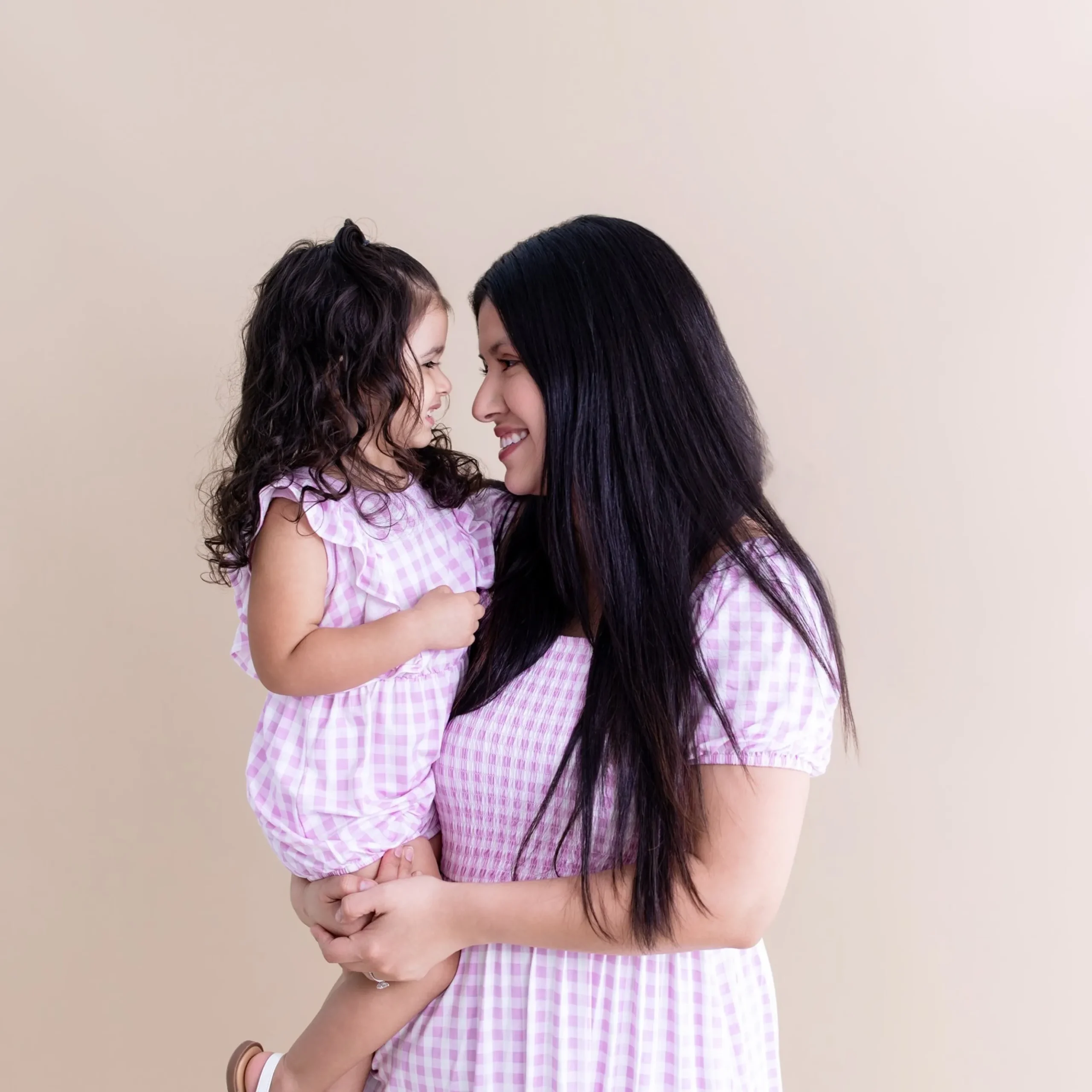 Bubble Romper in Gingham Thistle