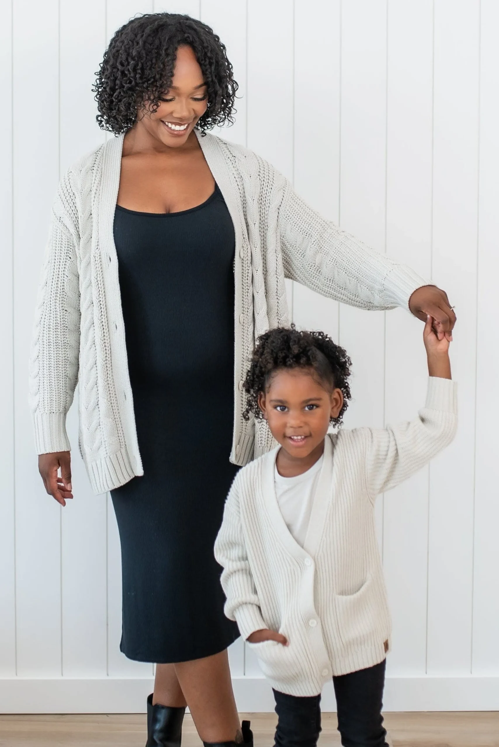 Cable Knit Adult Cardigan in Oat