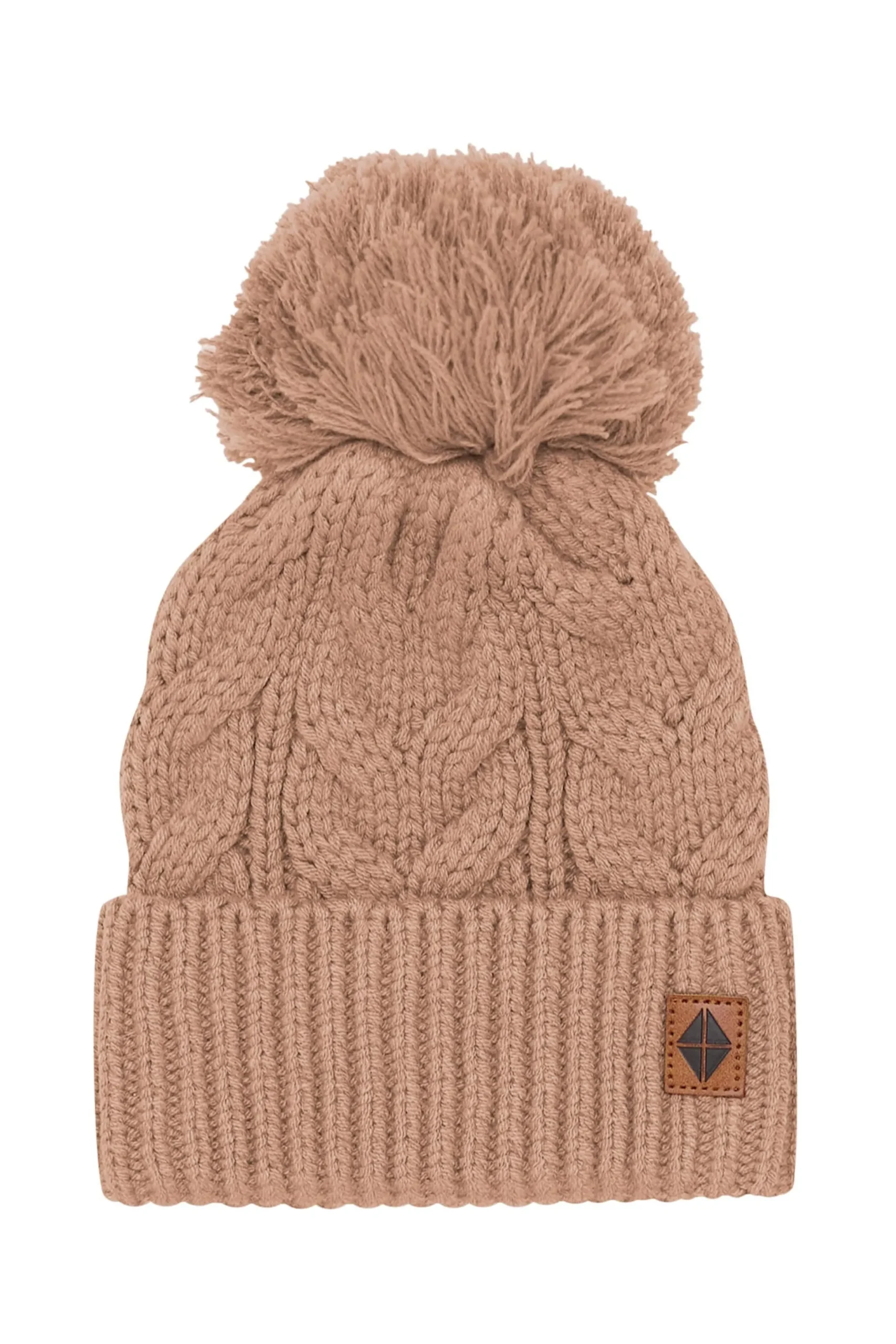 Chunky Cable Knit Beanie in Latte