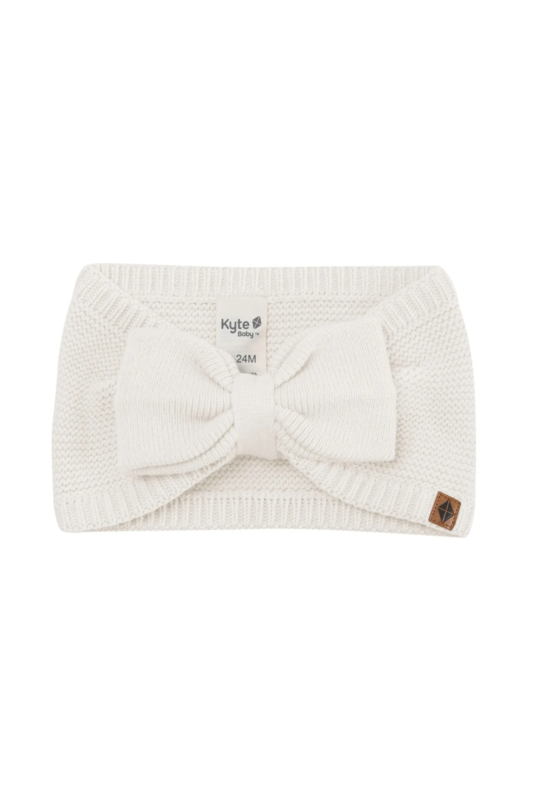 Chunky Knit Bow Headband in Oat