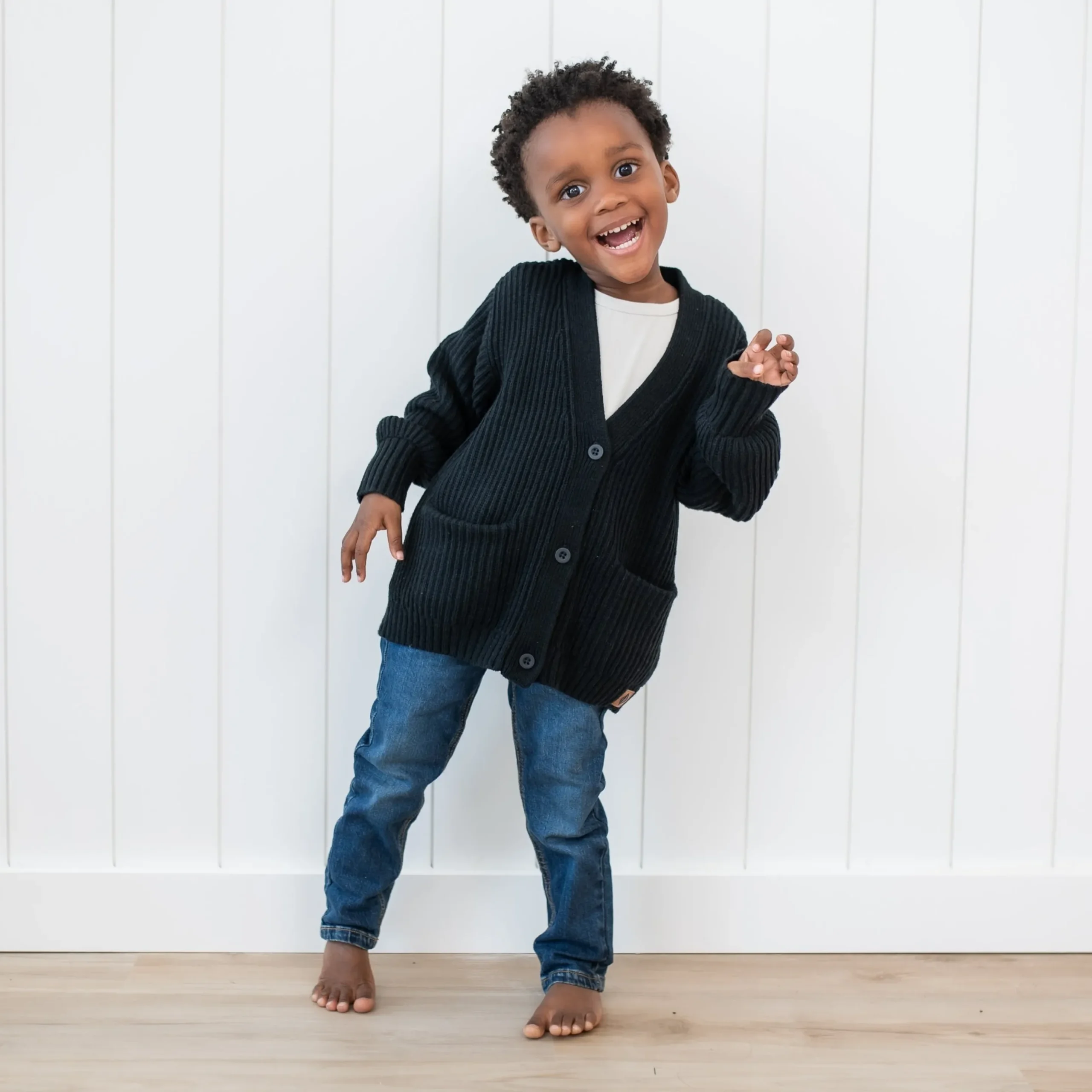 Chunky Knit Oversized Cardigan in Midnight