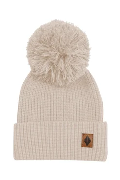 Chunky Knit Pom Beanie in Almond