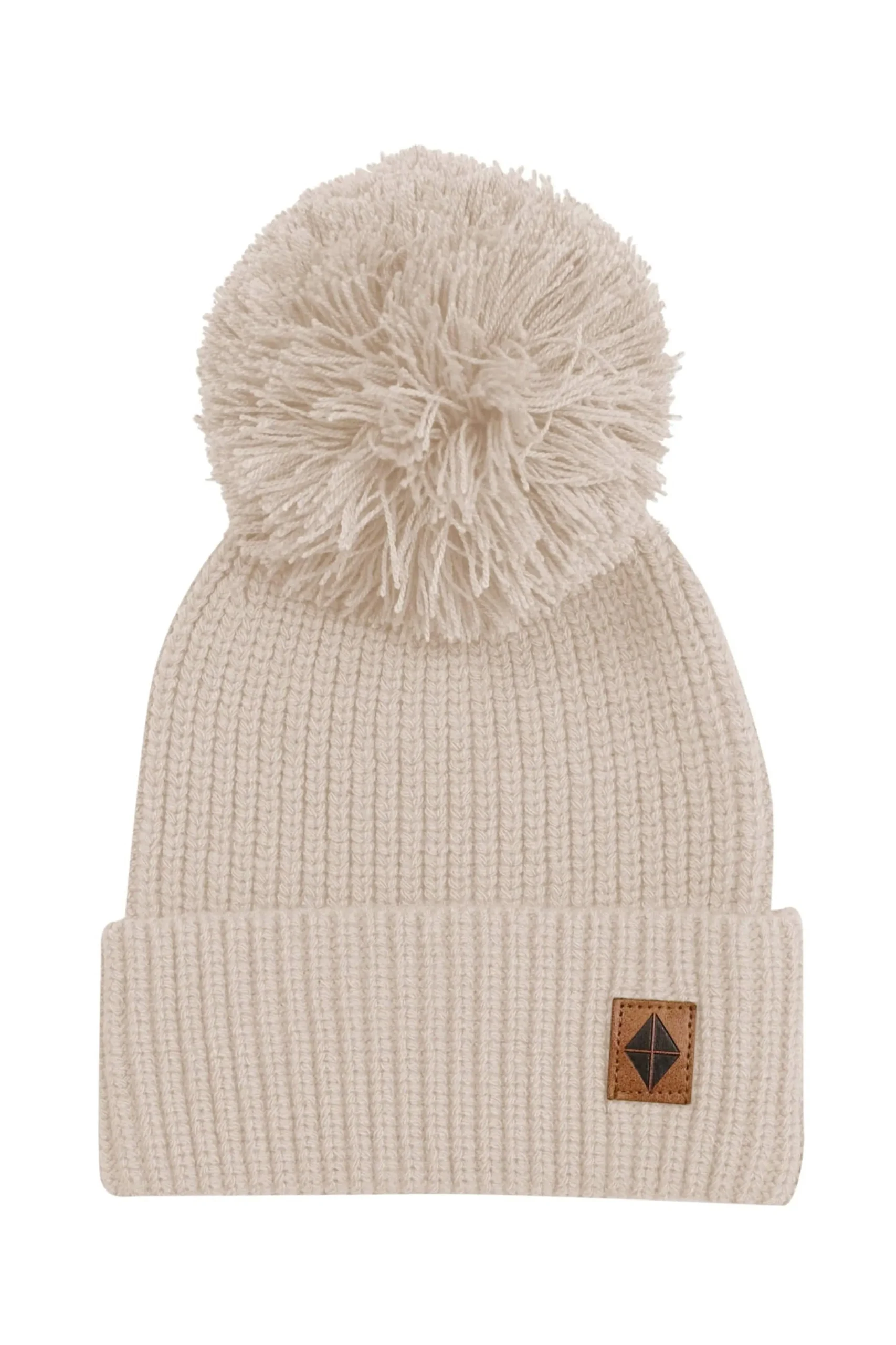 Chunky Knit Pom Beanie in Almond