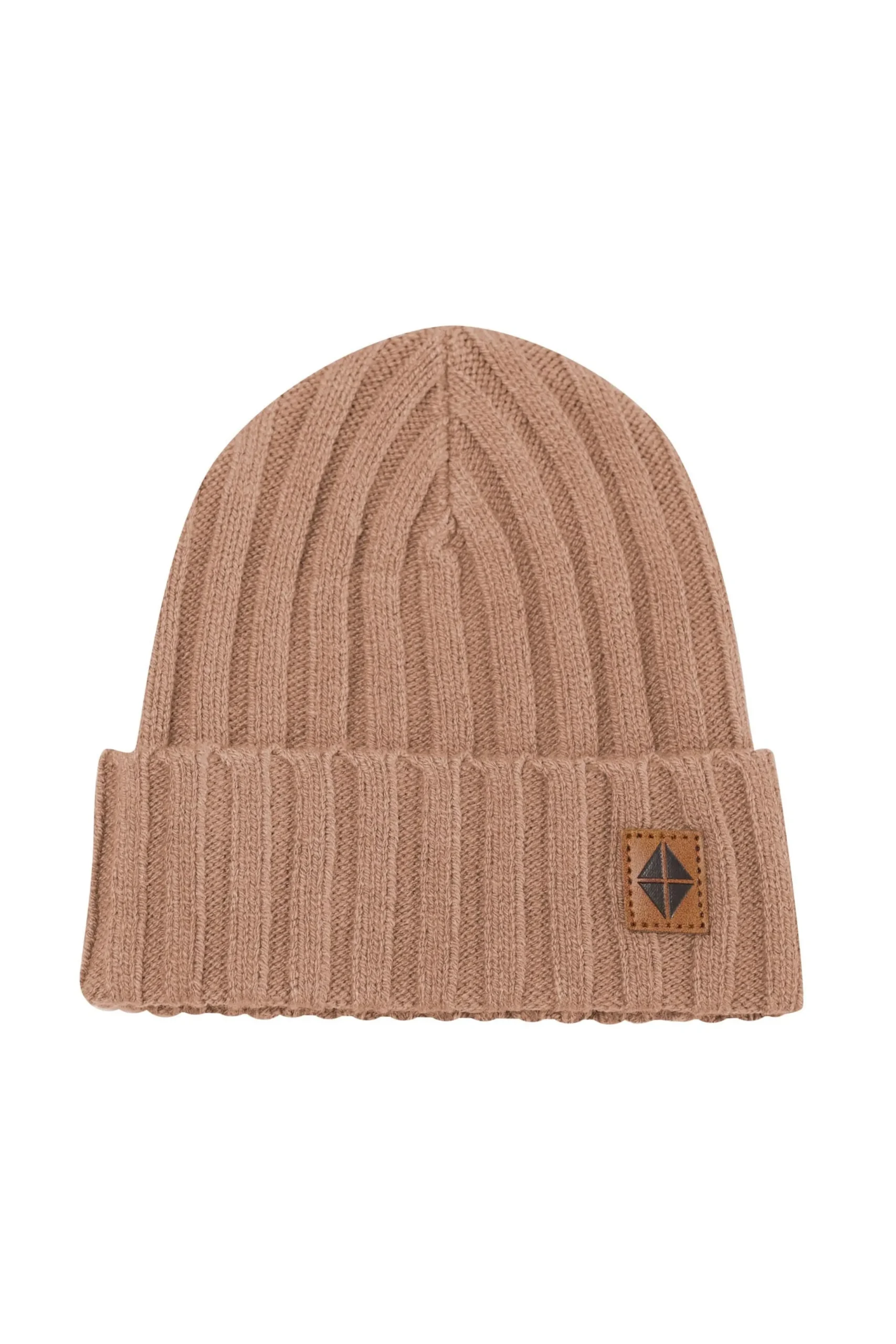 Chunky Knit Ribbed Beanie in Latte
