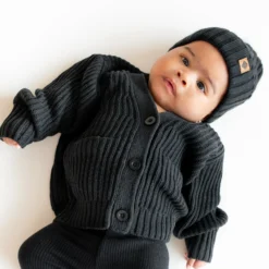 Chunky Knit Ribbed Beanie in Midnight
