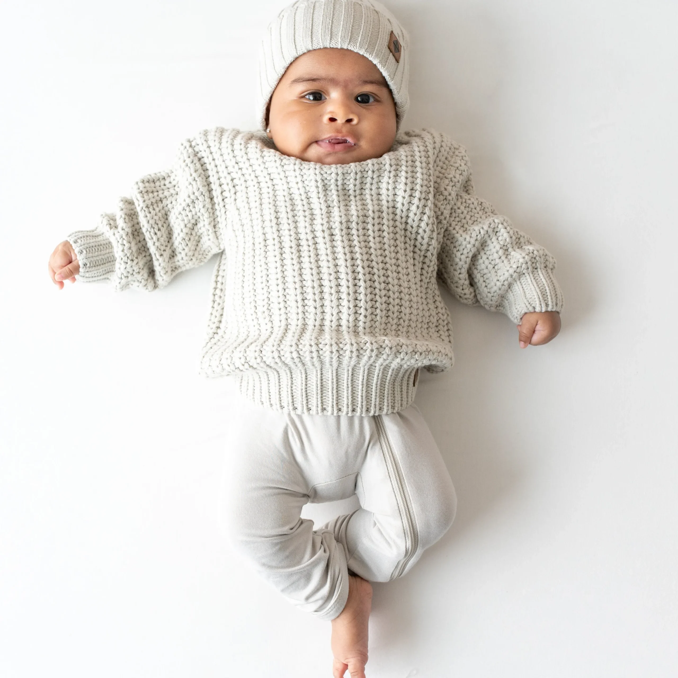 Chunky Knit Ribbed Beanie in Oat