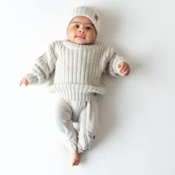 Chunky Knit Ribbed Beanie in Oat