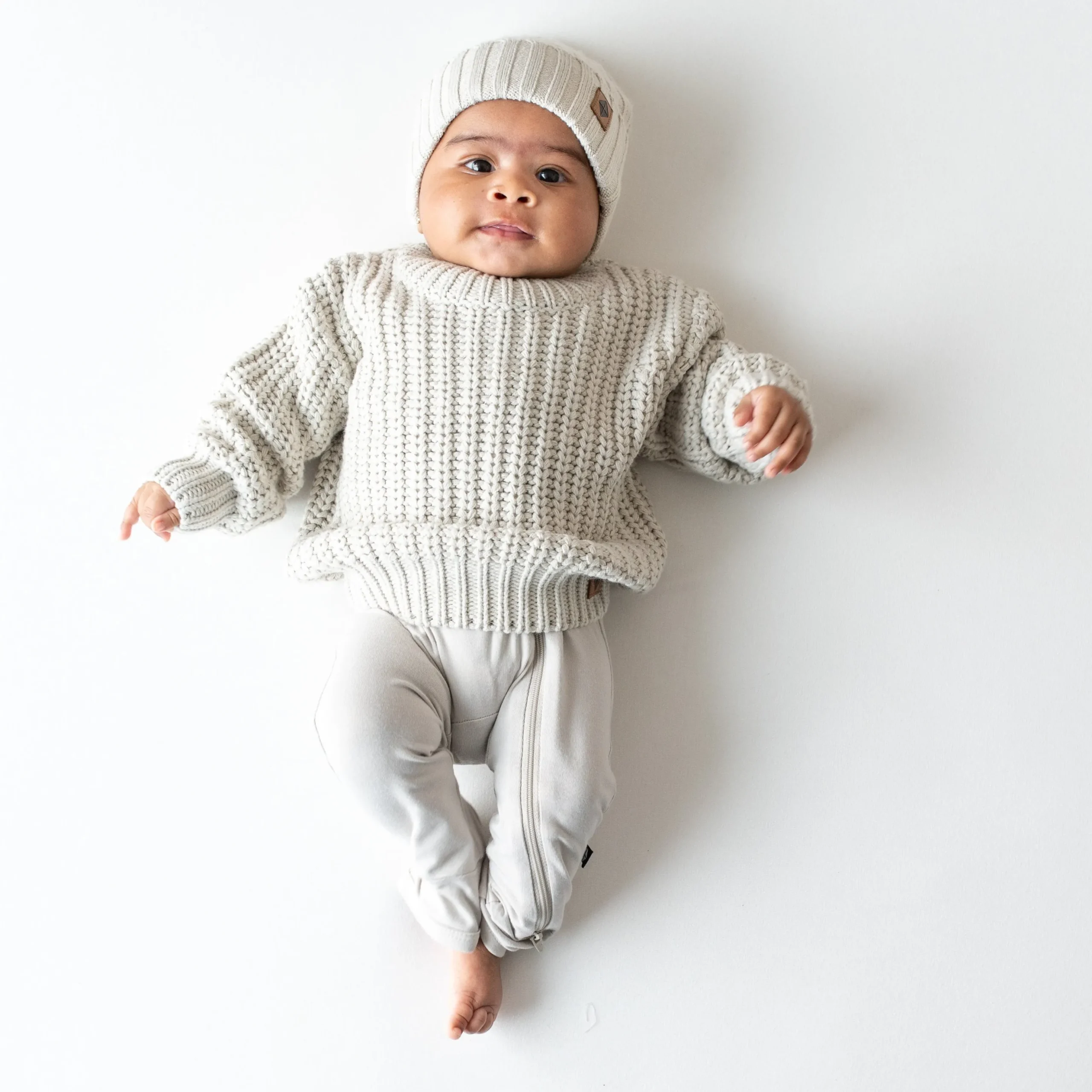 Chunky Knit Ribbed Beanie in Oat