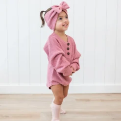 Chunky Knit Romper in Apple Blossom