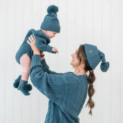 Chunky Knit Romper in Atlantic