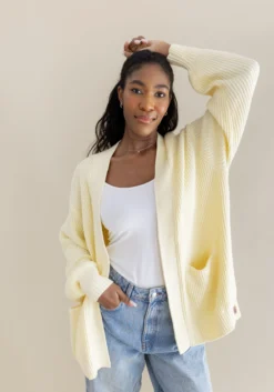 Chunky Knit Women's Oversized Cardigan in Chamomile