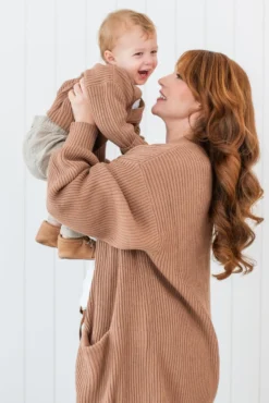 Chunky Knit Women's Oversized Cardigan in Latte