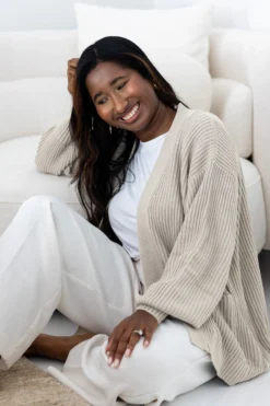 Chunky Knit Women's Oversized Cardigan in Oat