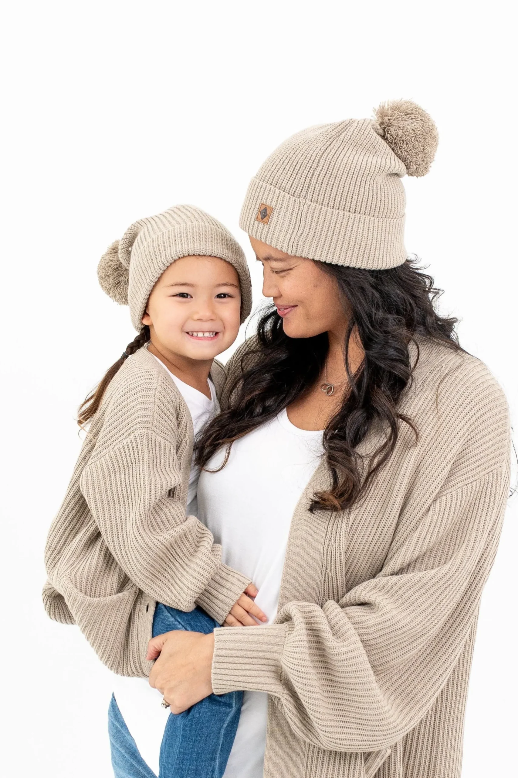 Chunky Knit Women's Oversized Cardigan in Almond