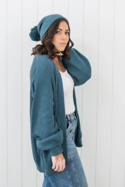 Chunky Knit Women's Oversized Cardigan in Atlantic