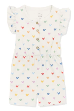 Flutter Sleeve Romper in Pastel Mickey Mouse
