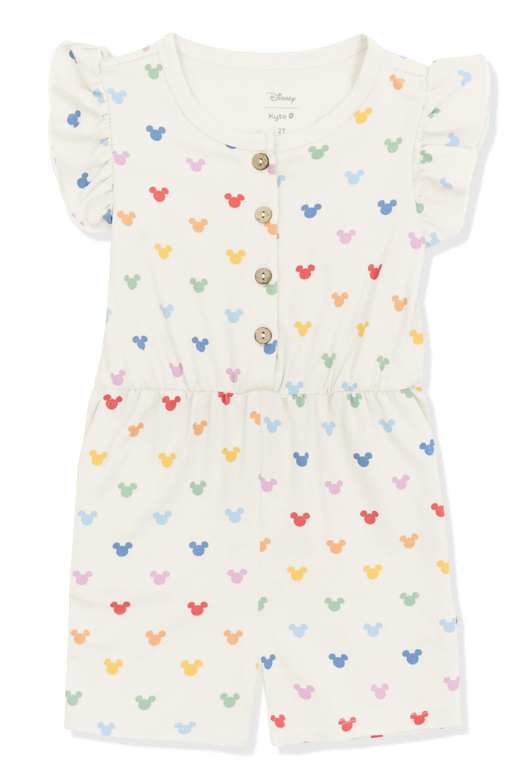 Flutter Sleeve Romper in Pastel Mickey Mouse