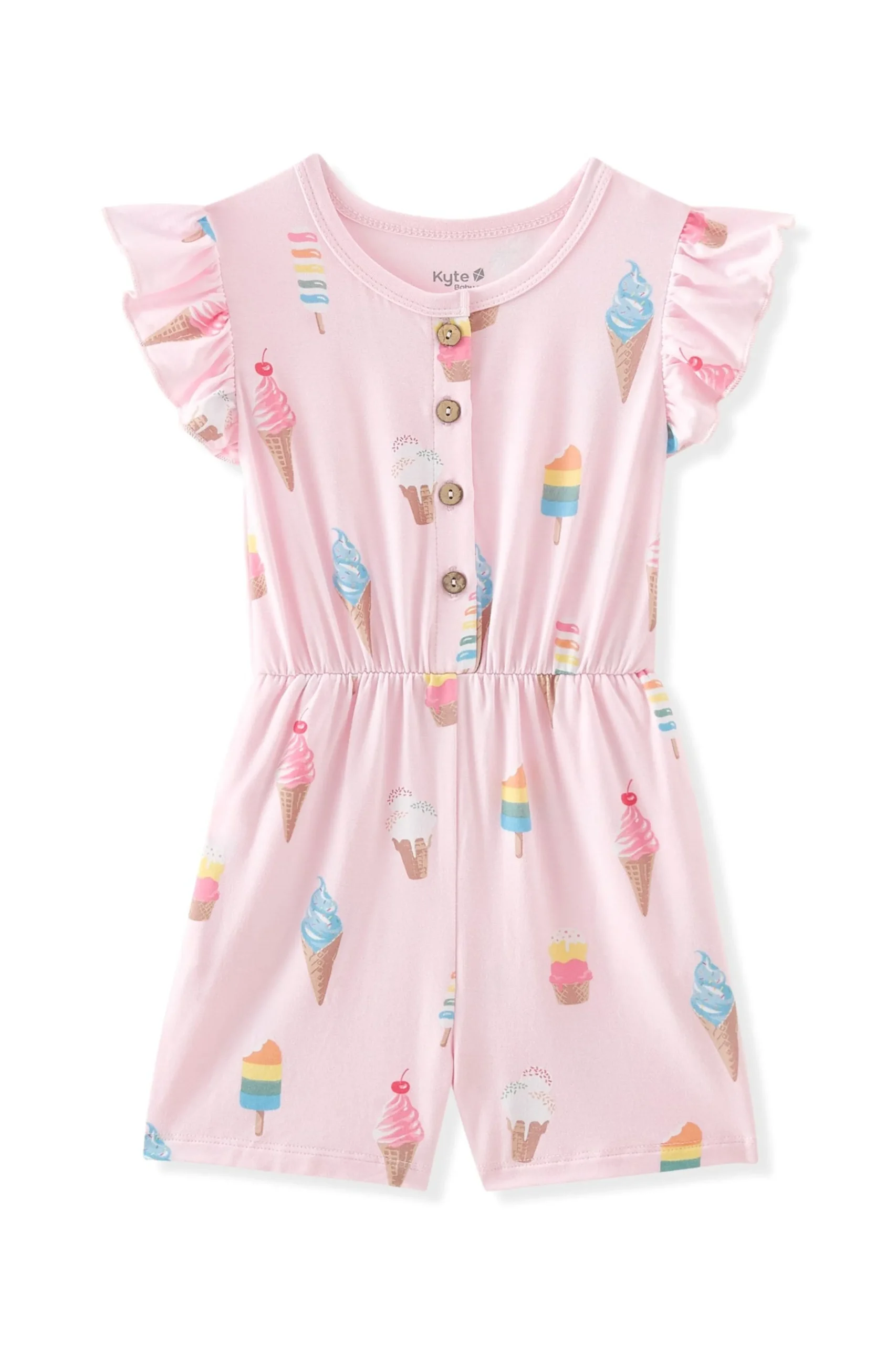 Flutter Sleeve Romper in Sakura Ice Cream