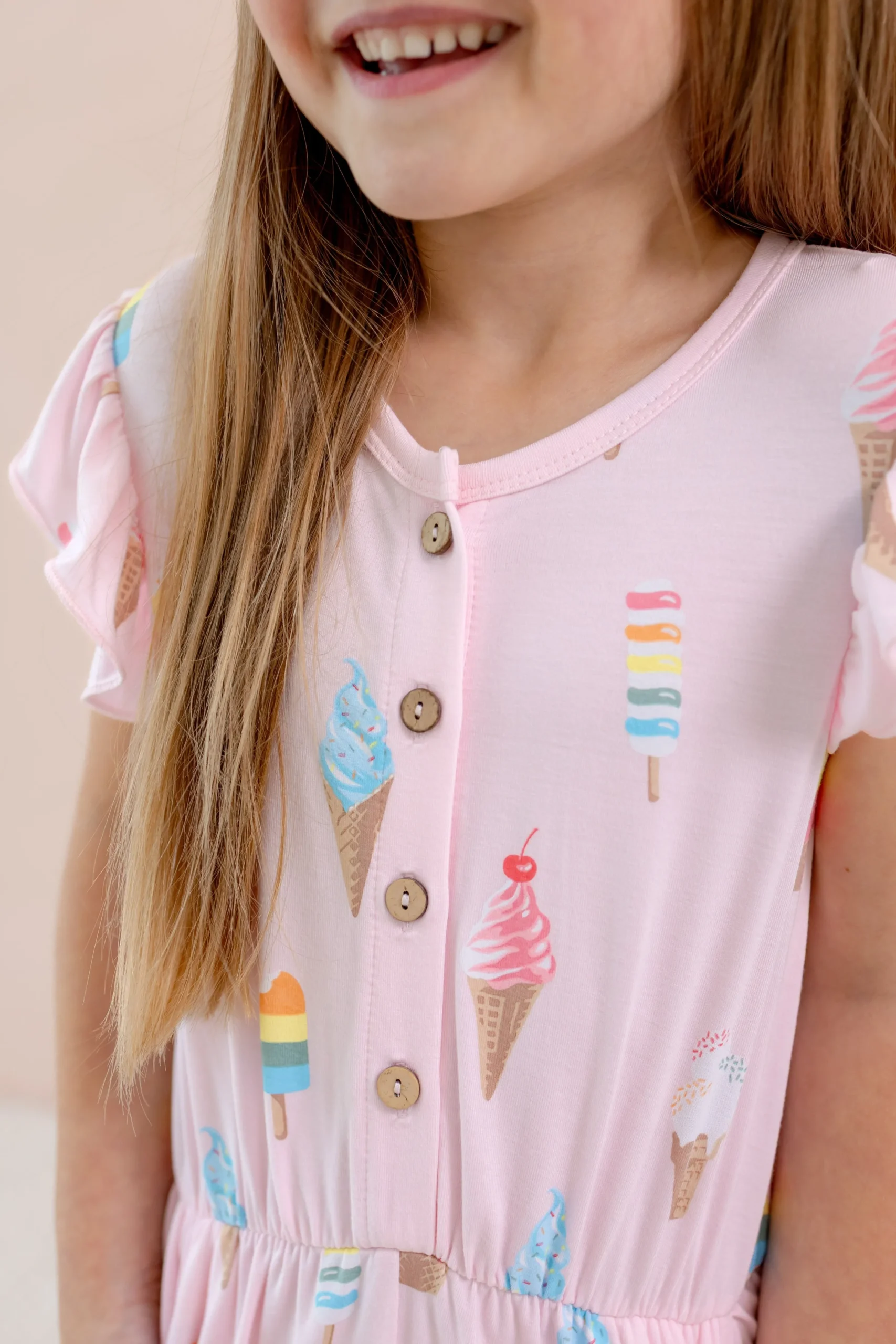 Flutter Sleeve Romper in Sakura Ice Cream