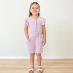 Flutter Sleeve Romper in Thistle