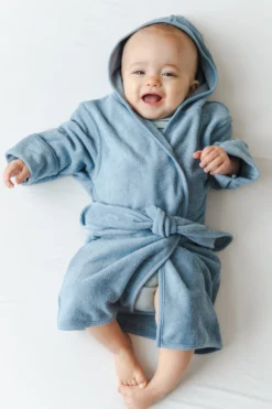 Hooded Bath Robe in Slate