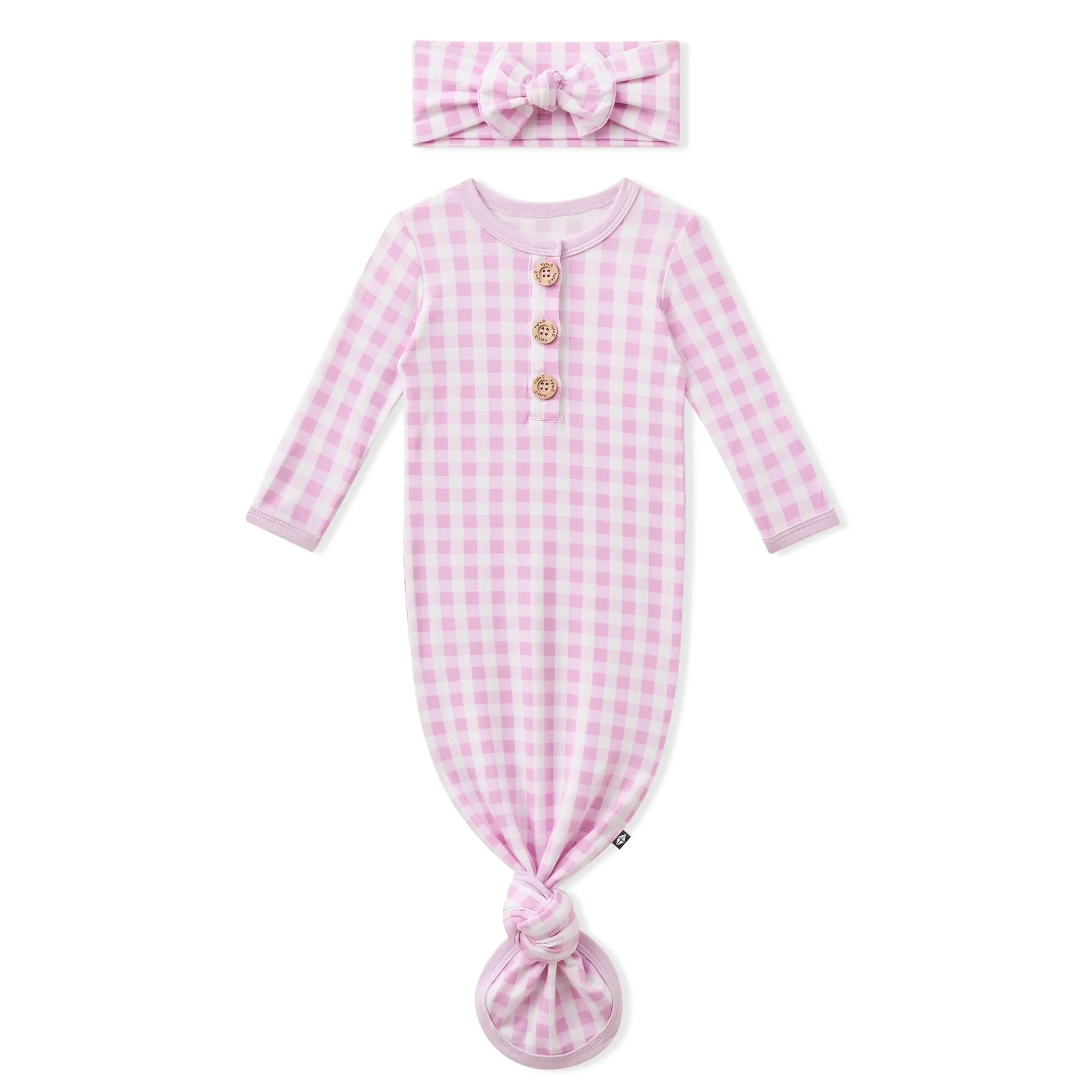 Knotted Gown with Bow Set in Gingham Thistle
