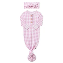 Knotted Gown with Bow Set in Gingham Thistle