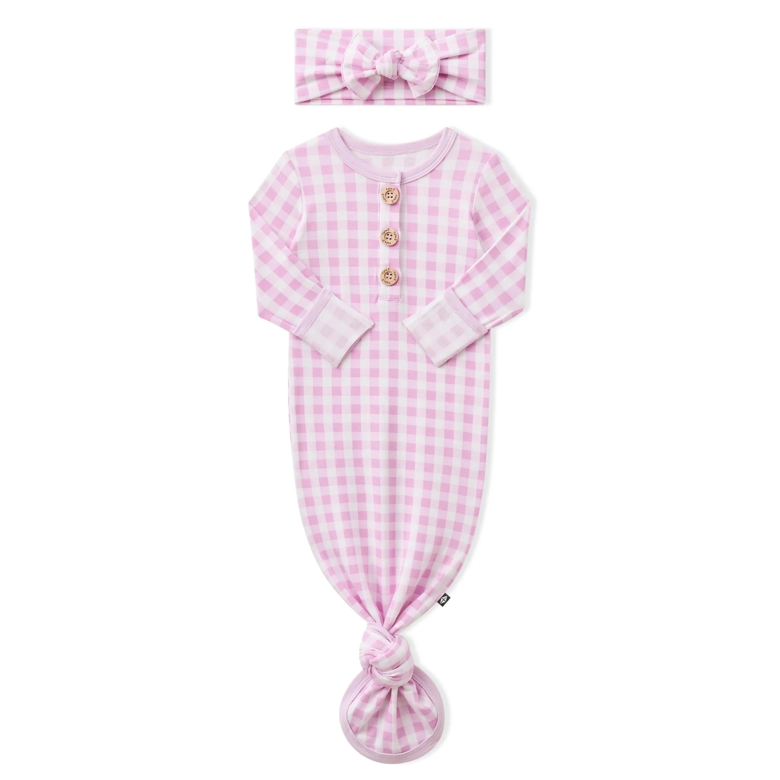 Knotted Gown with Bow Set in Gingham Thistle
