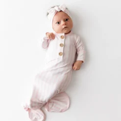 Knotted Gown with Bow Set in Small Sakura Stripe