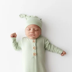 Knotted Gown with Hat Set in Basil