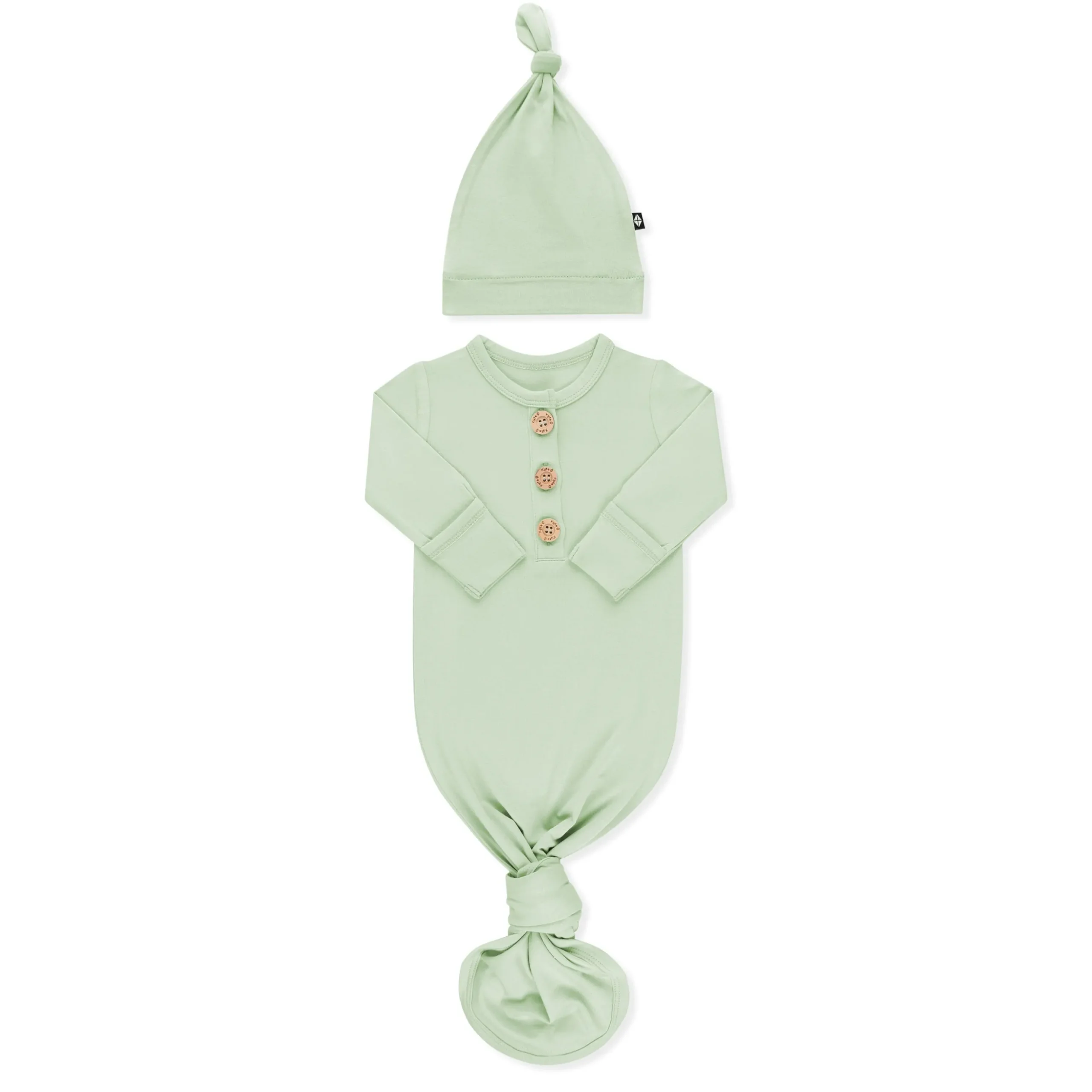 Knotted Gown with Hat Set in Basil
