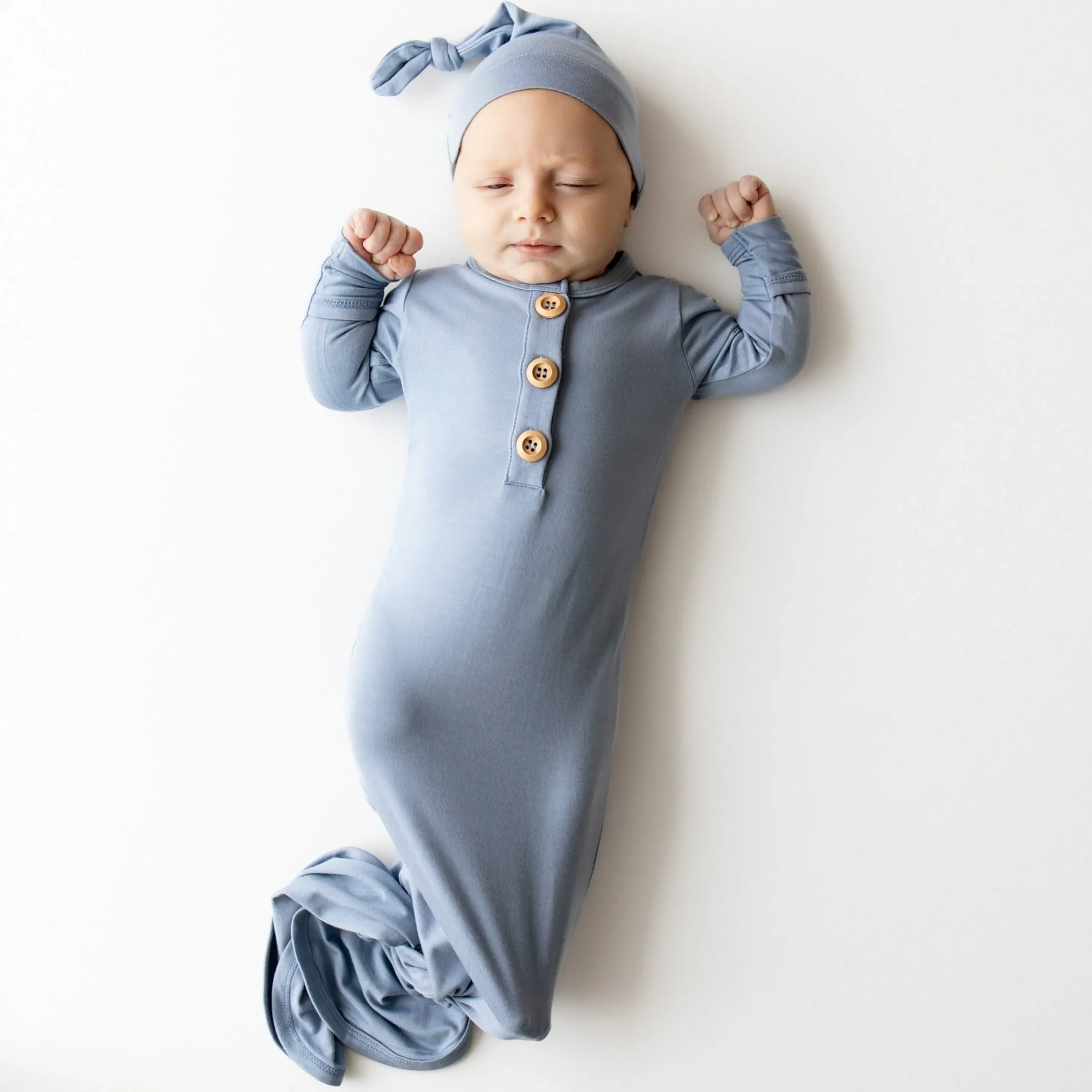 Knotted Gown with Hat Set in Slate