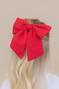 Large Alligator Clip Bow in Cardinal