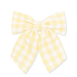 Large Alligator Clip Bow in Gingham Chamomile