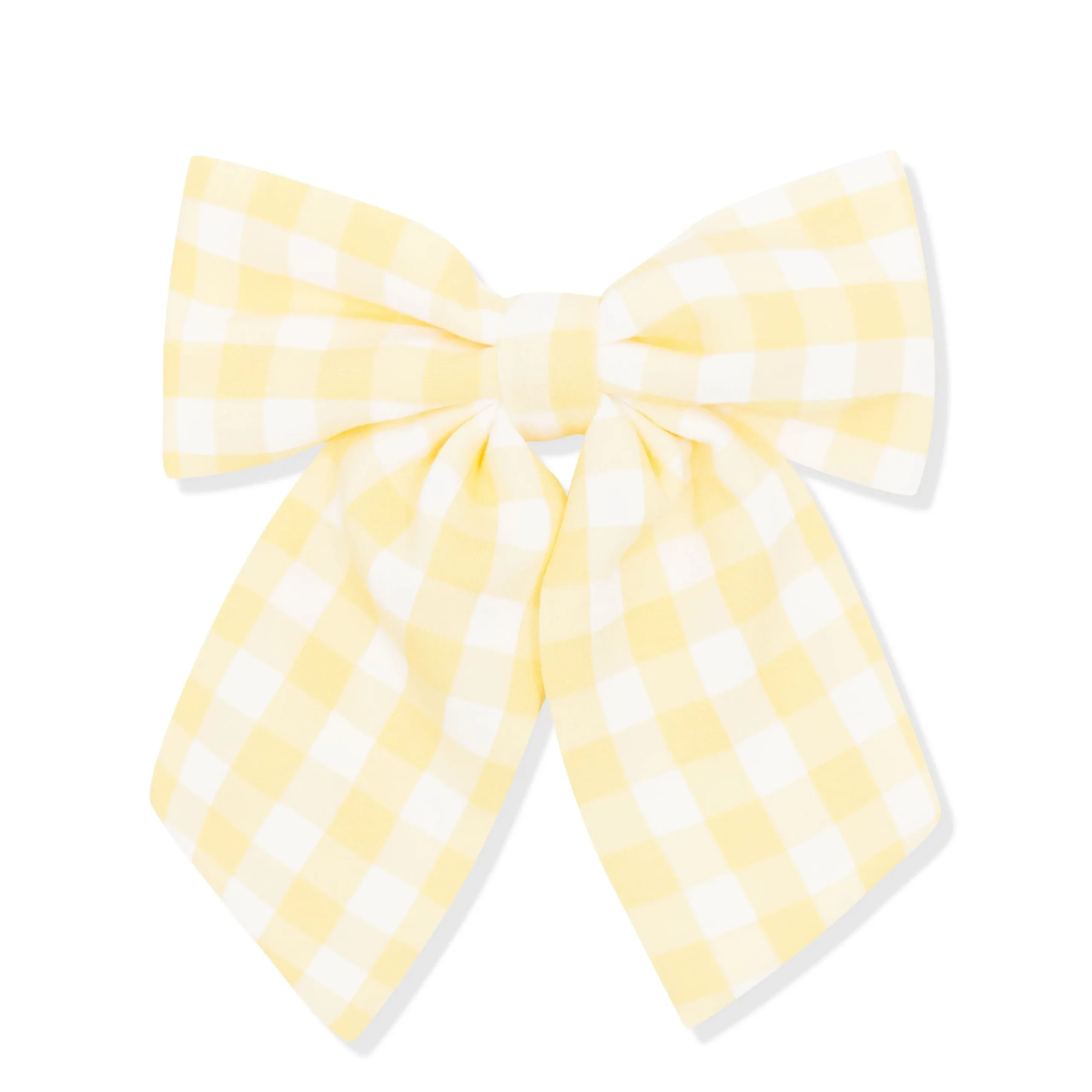 Large Alligator Clip Bow in Gingham Chamomile
