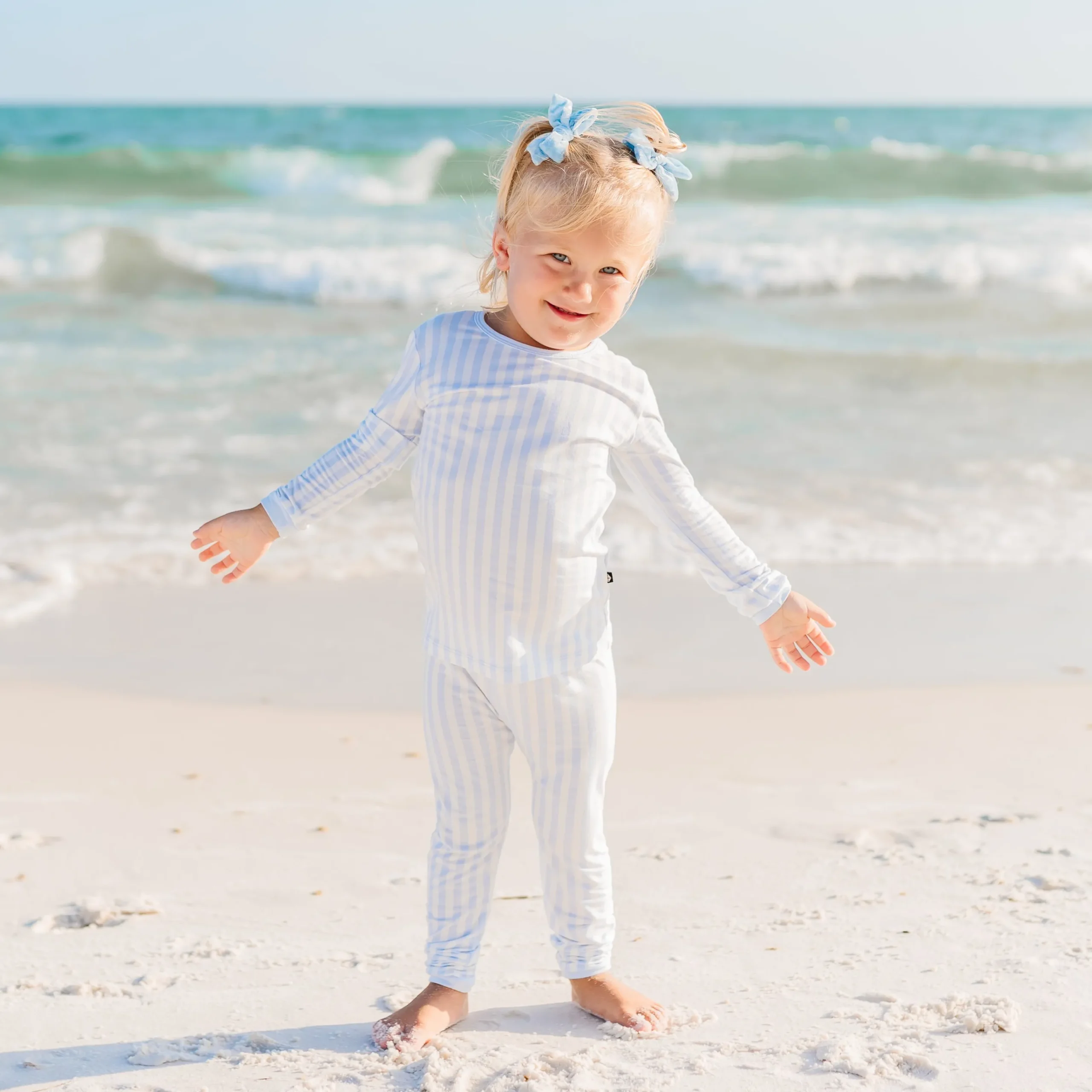 Long Sleeve Pajamas in Small Mist Stripe