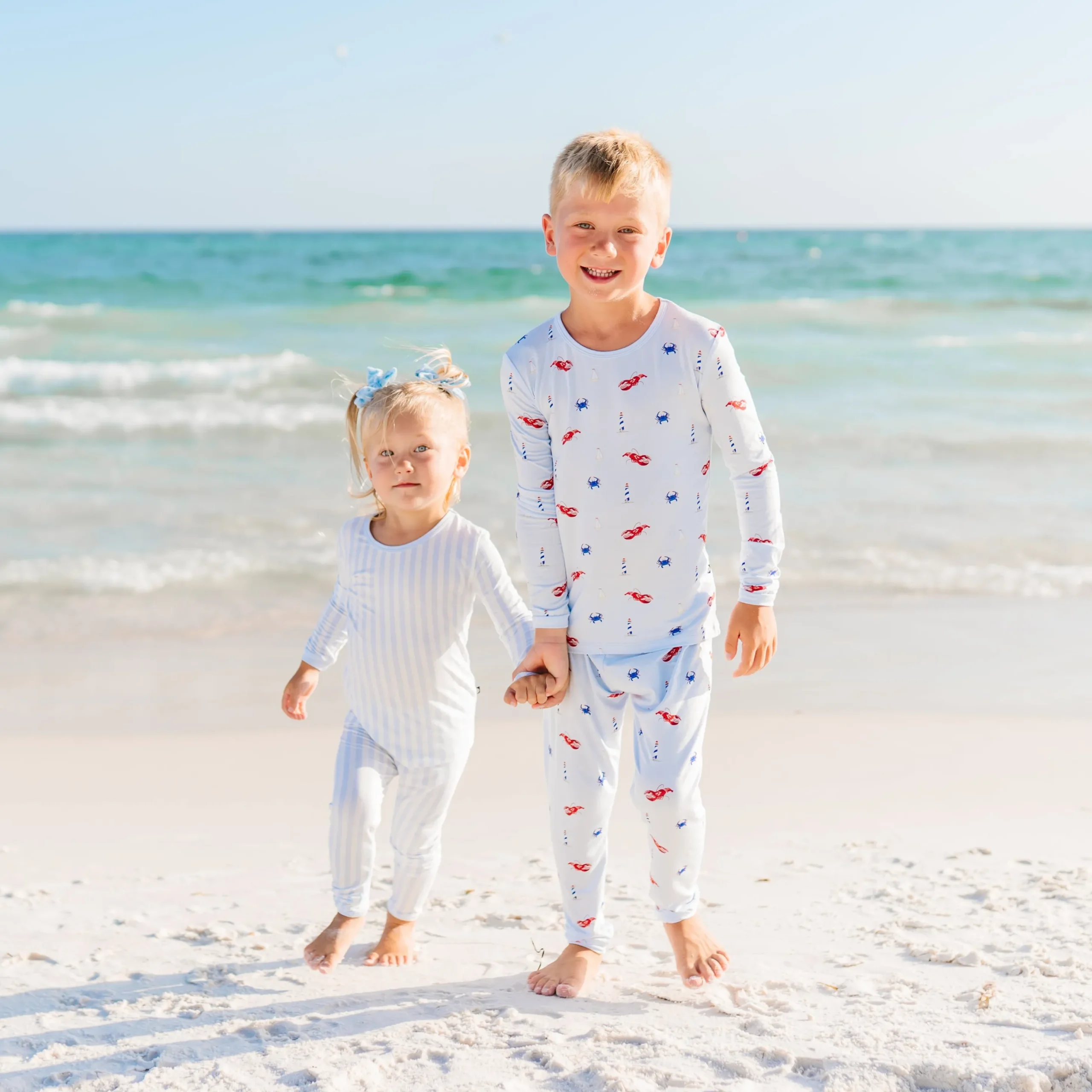 Long Sleeve Pajamas in Small Mist Stripe