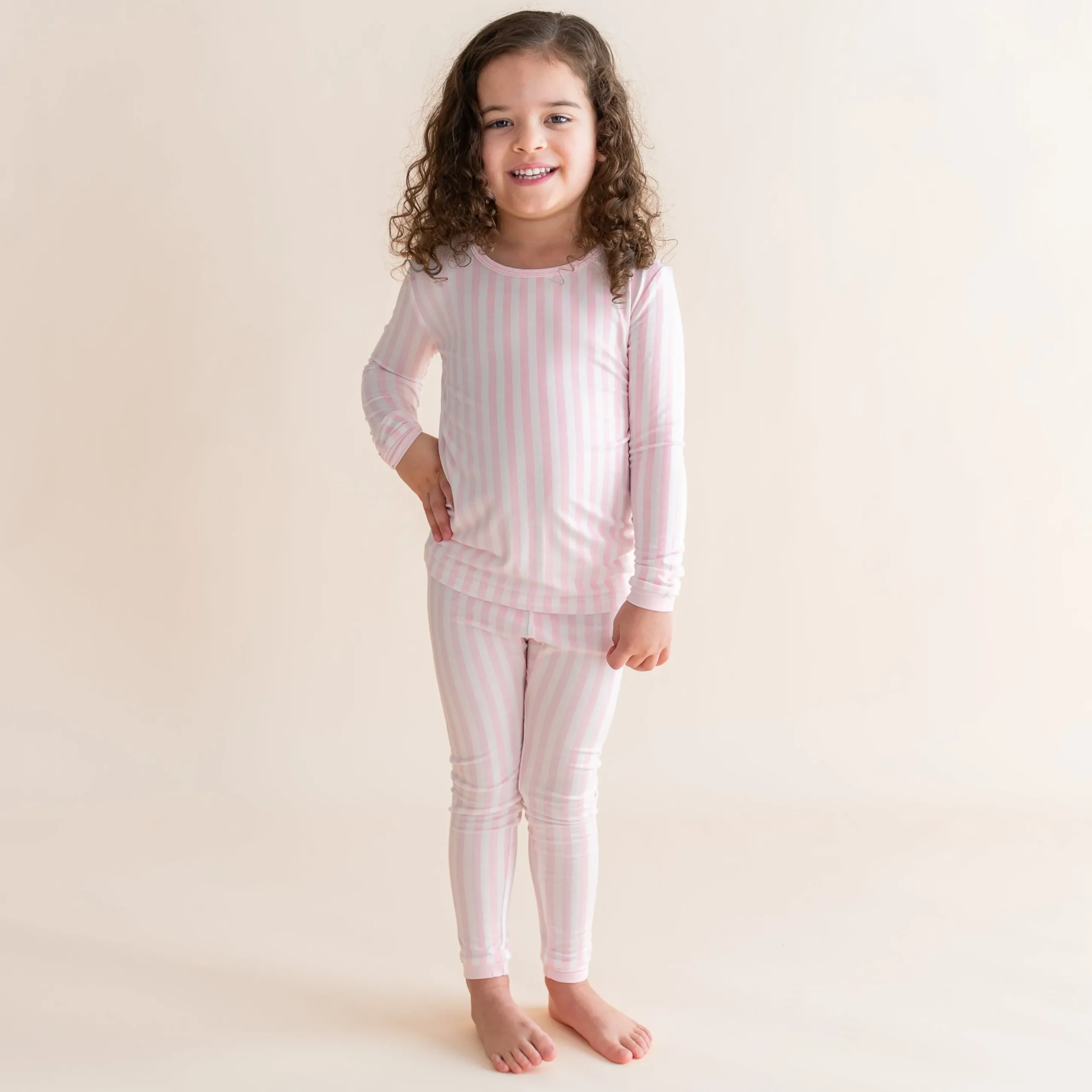 Long Sleeve Pajamas in Small Sakura Stripe