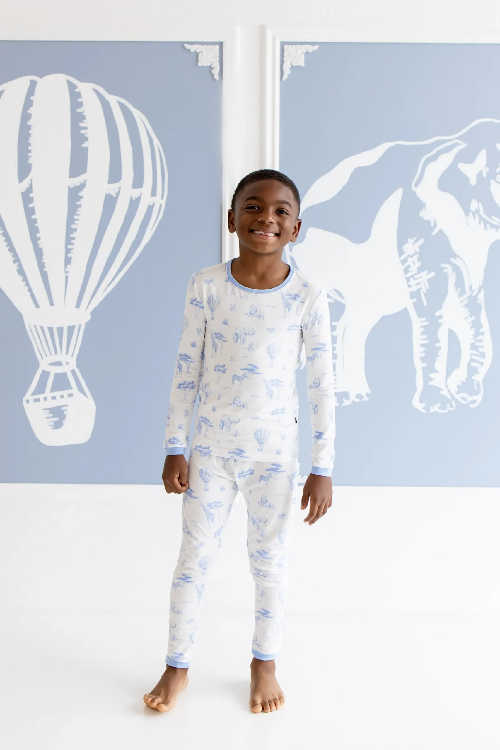 Long Sleeve Pajamas in Toile Safari