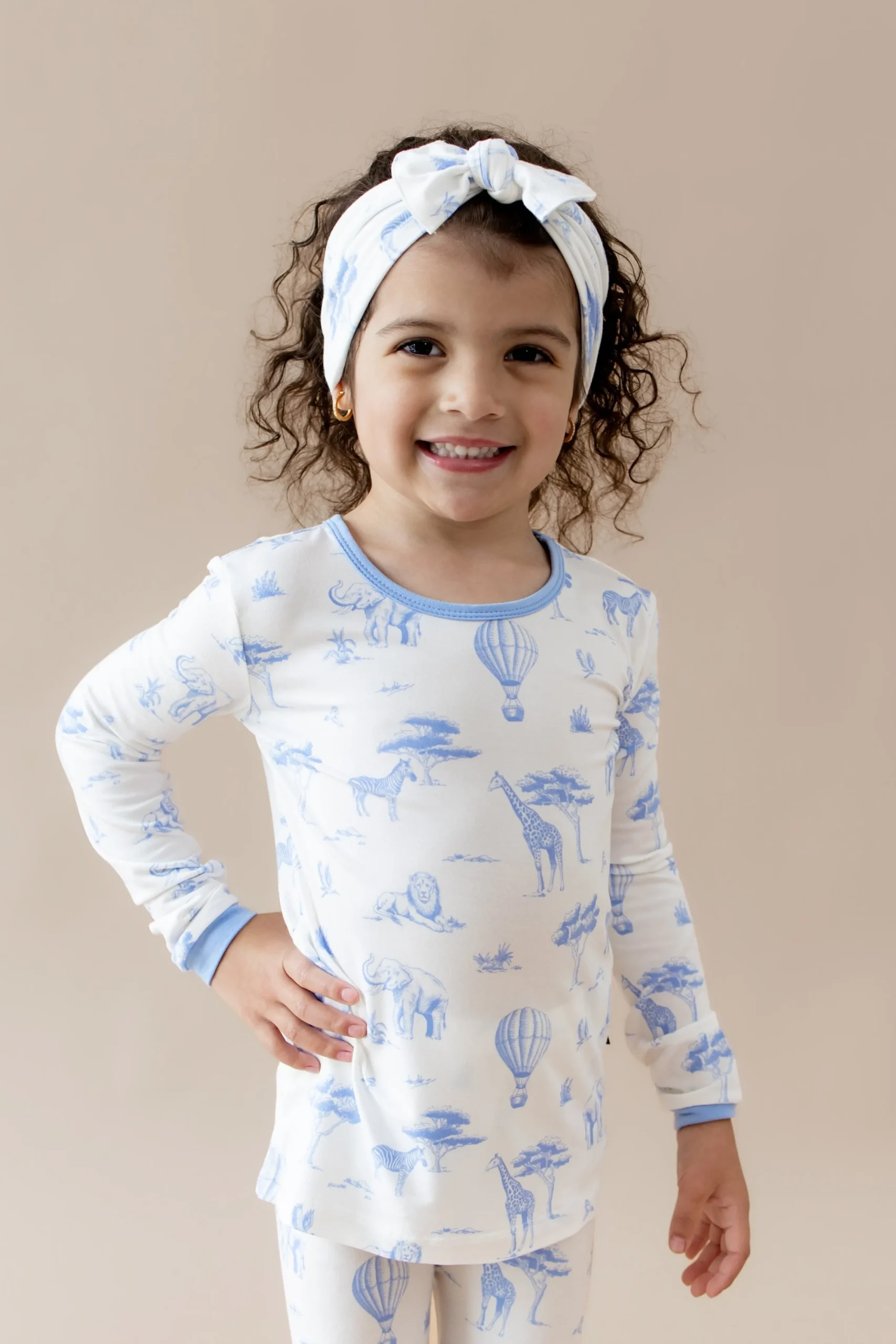Long Sleeve Pajamas in Toile Safari