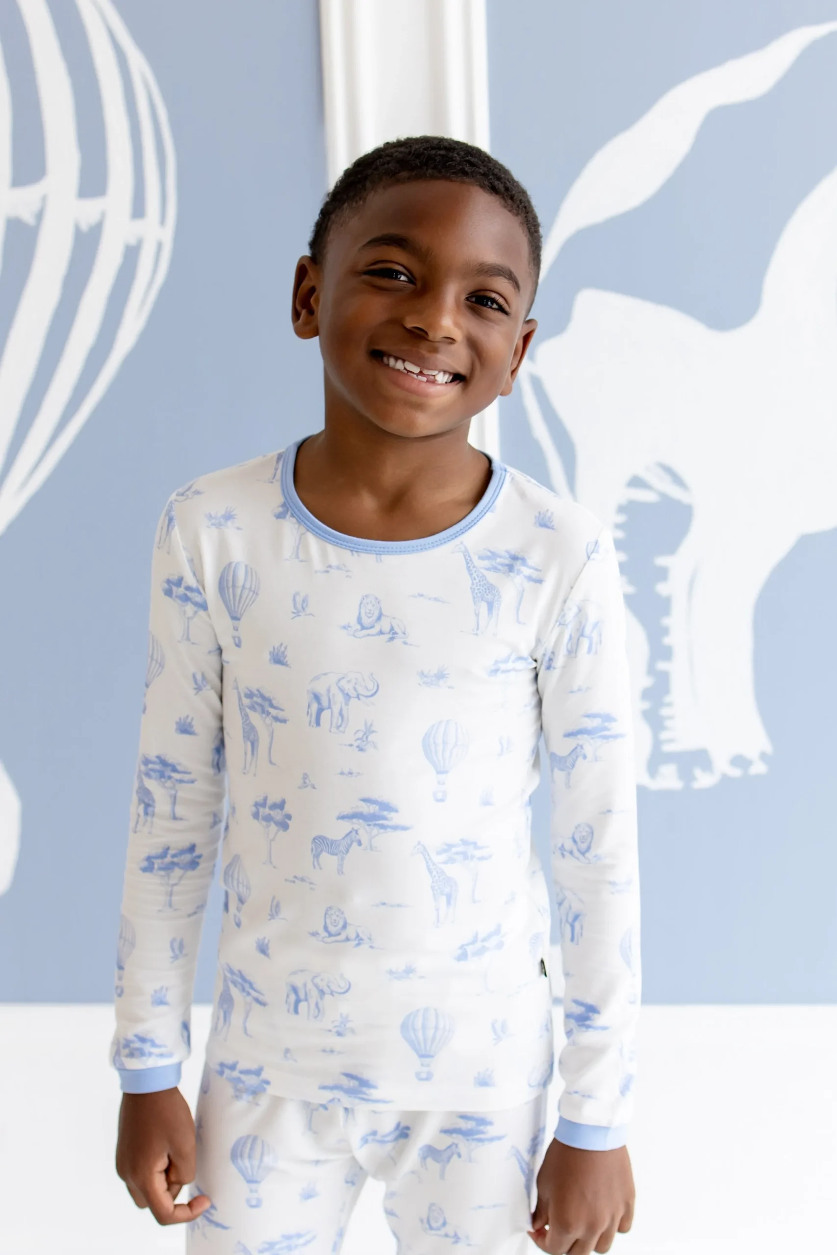 Long Sleeve Pajamas in Toile Safari