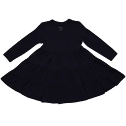 Long Sleeve Tiered Dress in Midnight