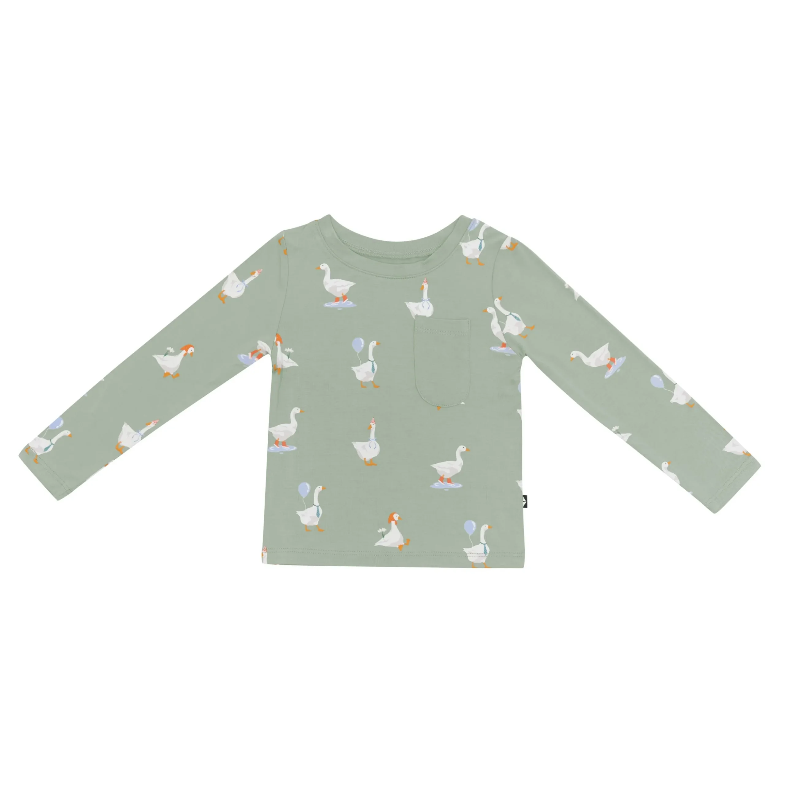 Long Sleeve Toddler Crew Neck Tee in Silly Goose